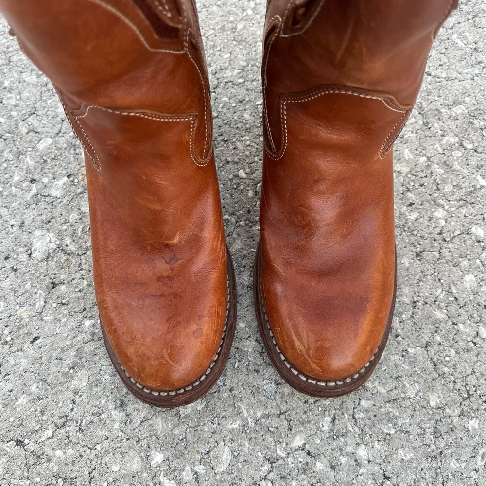 Vintage Frye Sabrina Floral Inlay Leather Boho Pull On Campus Boots Western - Picture 4 of 10